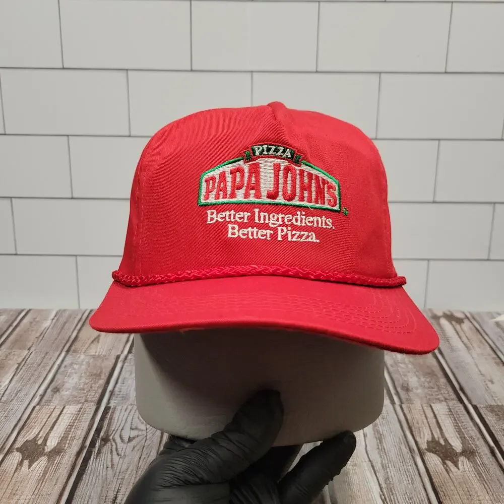 Vintage Papa Johns Pizza Snapback Hat Better Ingredients Better Pizza Red Cap
